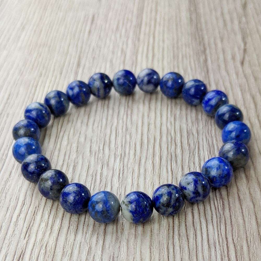 Lapis Lazuli 8mm Natural Gemstone Handmade Stretch Bracelet